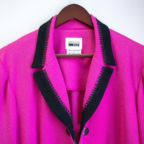 Leslie Fay Vintage Hot Pink Knit Blazer Size 18 - Picture 3 of 6